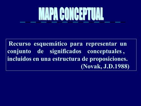 Recurso esquemático para representar un conjunto de significados conceptuales, incluidos en una estructura de proposiciones. (Novak, J.D.1988)