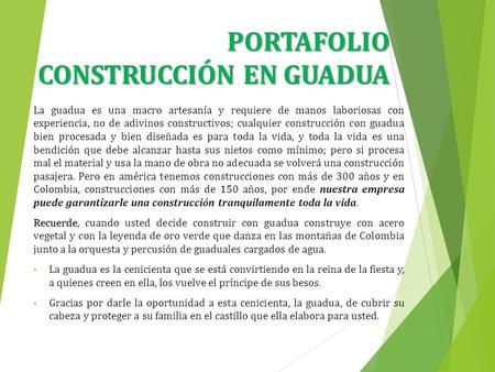 PORTAFOLIO CONSTRUCCIÓN EN GUADUA