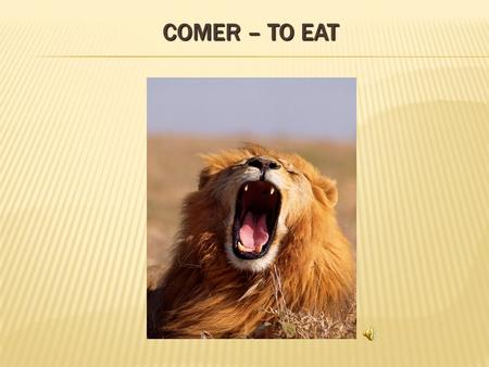 COMER – TO EAT  Let’s look at an example, the verb COMER, which means “to eat.” It ends in –ER, so it is included in this class.
