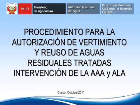 PERÚ Ministerio de Agricultura Autoridad Nacional del Agua