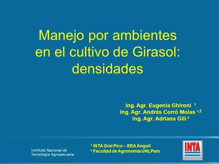 Manejo por ambientes en el cultivo de Girasol: densidades