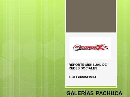 REPORTE MENSUAL DE REDES SOCIALES. 1-28 Febrero 2014 GALERÍAS PACHUCA.