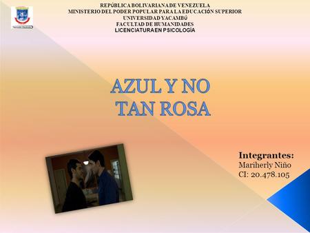 REP Ú BLICA BOLIVARIANA DE VENEZUELA MINISTERIO DEL PODER POPULAR PARA LA EDUCACI Ó N SUPERIOR UNIVERSIDAD YACAMB Ú FACULTAD DE HUMANIDADES LICENCIATURA.