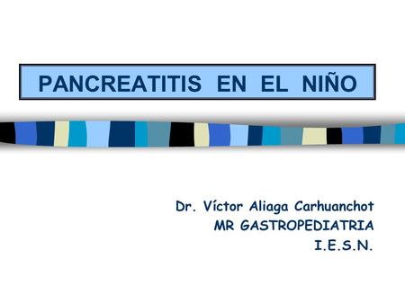 PANCREATITIS EN EL NIÑO
