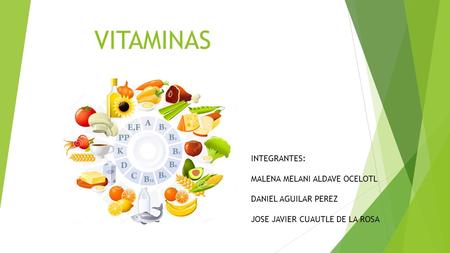 VITAMINAS INTEGRANTES: MALENA MELANI ALDAVE OCELOTL DANIEL AGUILAR PEREZ JOSE JAVIER CUAUTLE DE LA ROSA.