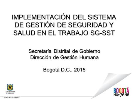Secretaría Distrital de Gobierno Dirección de Gestión Humana