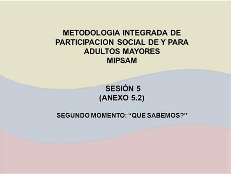 SEGUNDO MOMENTO: “QUE SABEMOS?”