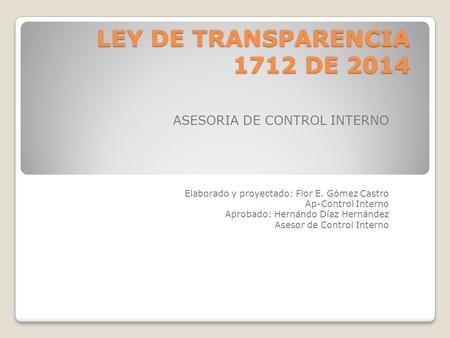 LEY DE TRANSPARENCIA 1712 DE 2014