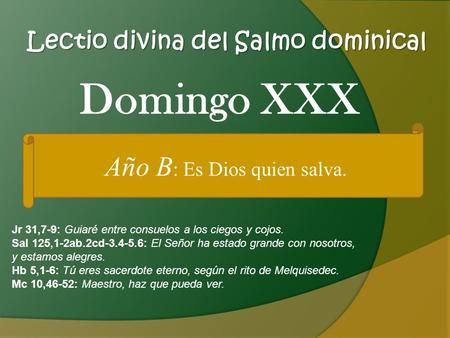 Lectio divina del Salmo dominical