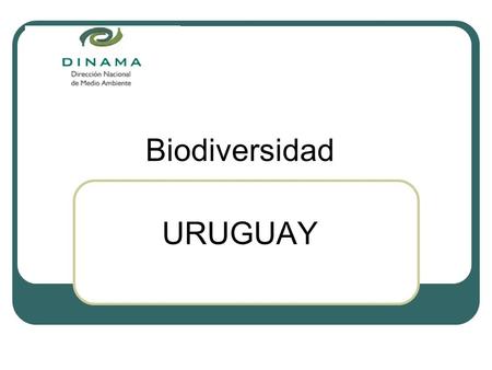 Biodiversidad URUGUAY. Antecedentes… La República Oriental del Uruguay crea por Ley 16.112 el Ministerio de Vivienda Ordenamiento Territorial y Medio.