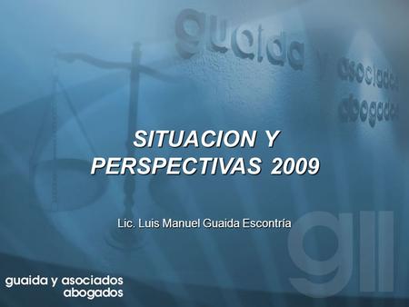 SITUACION Y PERSPECTIVAS 2009 Lic. Luis Manuel Guaida Escontría.