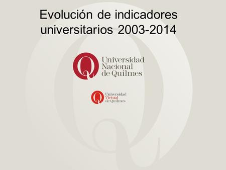 Evolución de indicadores universitarios 2003-2014.