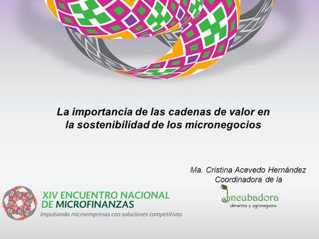 La importancia de las cadenas de valor en la sostenibilidad de los micronegocios Ma. Cristina Acevedo Hernández Coordinadora de la.