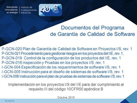 Documentos del Programa de Garantía de Calidad de Software