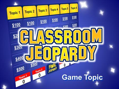 Game Topic Tengo que llevar $100 $200 $300 $400 $500 Escoja la correcta ¿lógico o ilógico? Llene los espacios SinónimosDefinicion es Team 1Team 2Team.