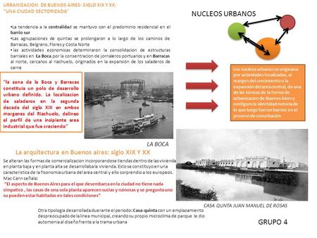 URBANIZACION DE BUENOS AIRES- SIGLO XIX Y XX: “UNA CIUDAD SECTORIZADA” La tendencia a la centralidad se mantuvo con el predominio residencial en el barrio.