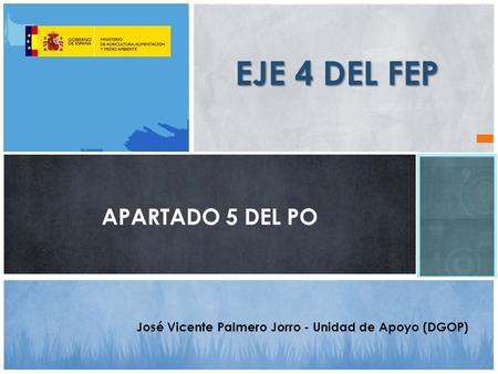 APARTADO 5 DEL PO EJE 4 DEL FEP José Vicente Palmero Jorro - Unidad de Apoyo (DGOP)