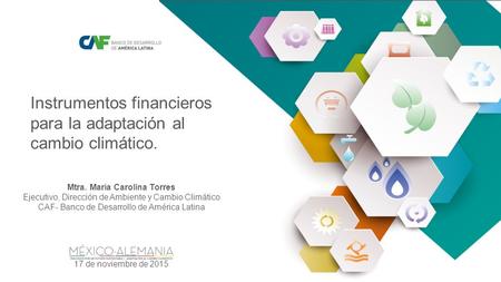 Bogotá, 13 al 14 de octubre de 2015 Instrumentos financieros para la adaptación al cambio climático. Mtra. María Carolina Torres Ejecutivo, Dirección de.