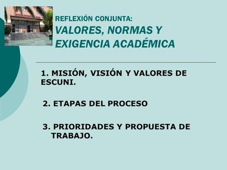 REFLEXIÓN CONJUNTA: VALORES, NORMAS Y EXIGENCIA ACADÉMICA