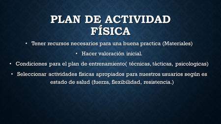 Plan de actividad física