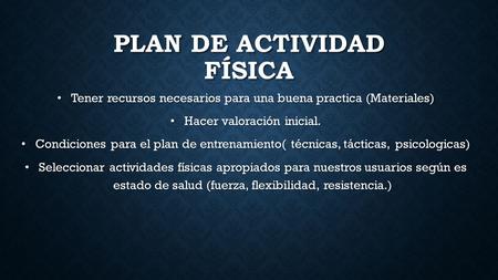 Plan de actividad física