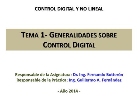Tema 1- Generalidades sobre Control Digital