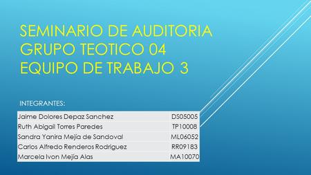 SEMINARIO DE AUDITORIA GRUPO TEOTICO 04 EQUIPO DE TRABAJO 3