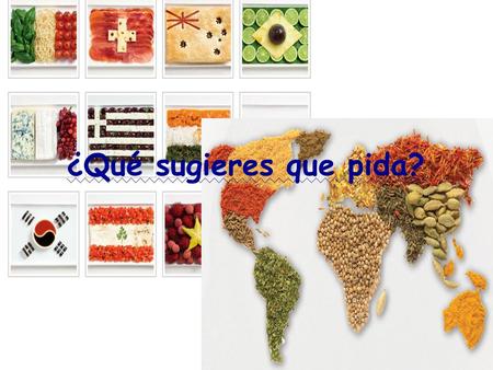 ¿Qué sugieres que pida?. La piña El durazno El limón La fresa La sandía El melón La cerezaLa calabaza.