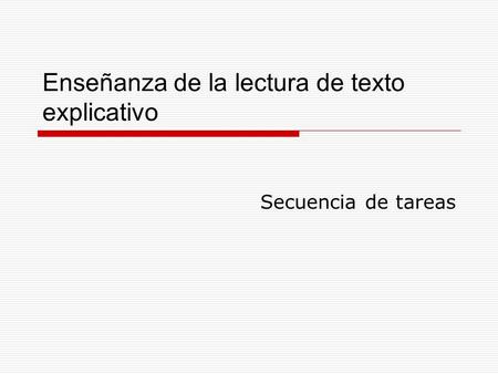 Enseñanza de la lectura de texto explicativo