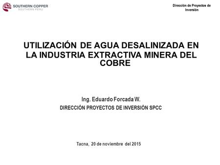 UTILIZACIÓN DE AGUA DESALINIZADA EN