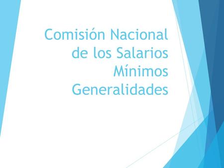 Comisión Nacional de los Salarios Mínimos Generalidades.