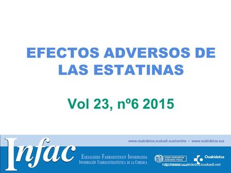 EFECTOS ADVERSOS DE LAS ESTATINAS Vol 23, nº6 2015