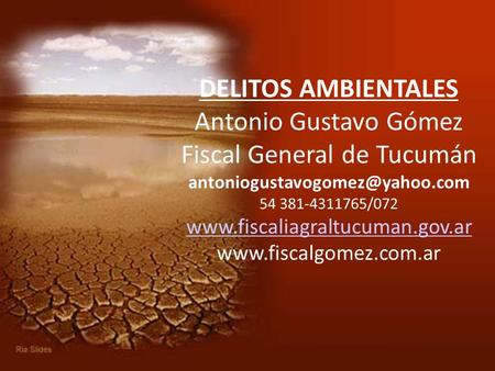 DELITOS AMBIENTALES Antonio Gustavo Gómez Fiscal General de Tucumán 54 381-4311765/072