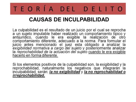 CAUSAS DE INCULPABILIDAD