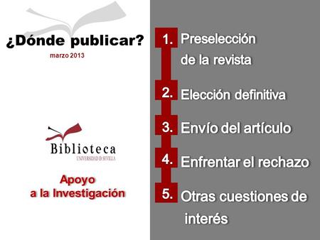 Apoyo a la Investigación marzo 2013 ¿Dónde publicar?