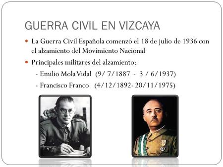 GUERRA CIVIL EN VIZCAYA