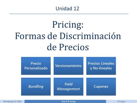 Pricing: Formas de Discriminación de Precios