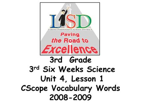 3rd Grade 3 rd Six Weeks Science Unit 4, Lesson 1 CScope Vocabulary Words 2008-2009.