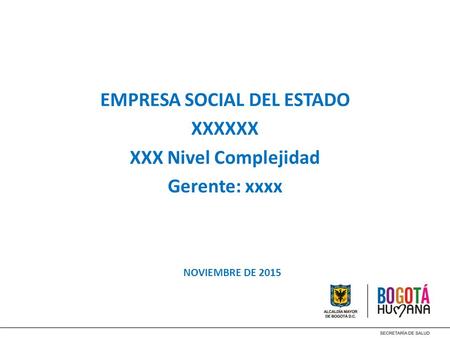 EMPRESA SOCIAL DEL ESTADO XXXXXX XXX Nivel Complejidad Gerente: xxxx NOVIEMBRE DE 2015.