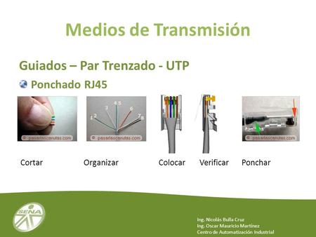 Medios de Transmisión Guiados – Par Trenzado - UTP Ponchado RJ45