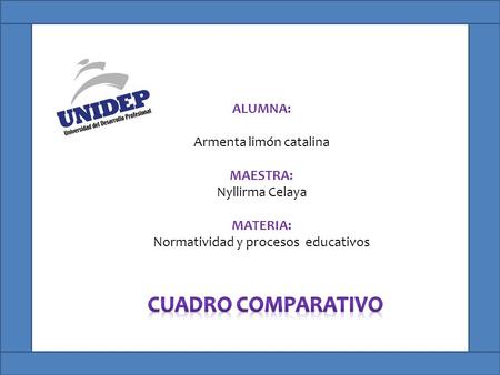 ALUMNA: Armenta limón catalina MAESTRA: Nyllirma Celaya MATERIA: Normatividad y procesos educativos.