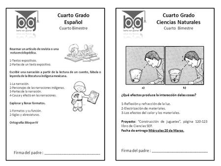 Cuarto Grado Español Cuarto Grado Ciencias Naturales