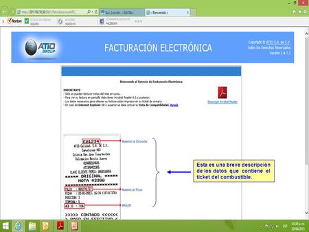 Esta es una breve descripción de los datos que contiene el ticket del combustible.