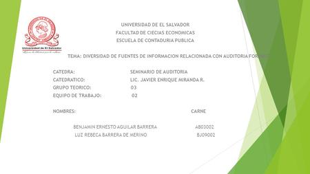 UNIVERSIDAD DE EL SALVADOR FACULTAD DE CIECIAS ECONOMICAS