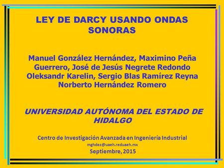LEY DE DARCY USANDO ONDAS SONORAS