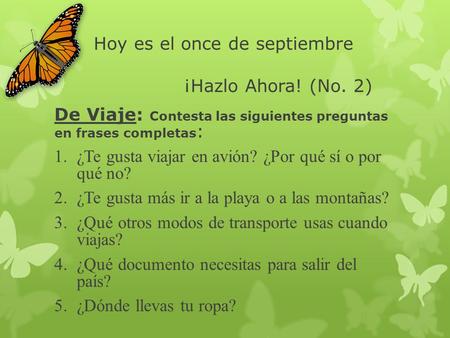 Hoy es el once de septiembre ¡Hazlo Ahora! (No. 2)