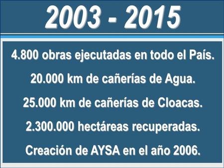 obras ejecutadas en todo el País.