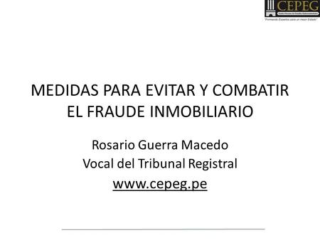 MEDIDAS PARA EVITAR Y COMBATIR EL FRAUDE INMOBILIARIO