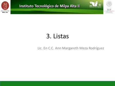 3. Listas Lic. En C.C. Ann Margareth Meza Rodríguez.