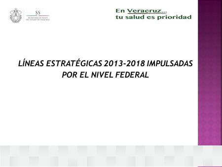 LÍNEAS ESTRATÉGICAS 2013-2018 IMPULSADAS POR EL NIVEL FEDERAL.